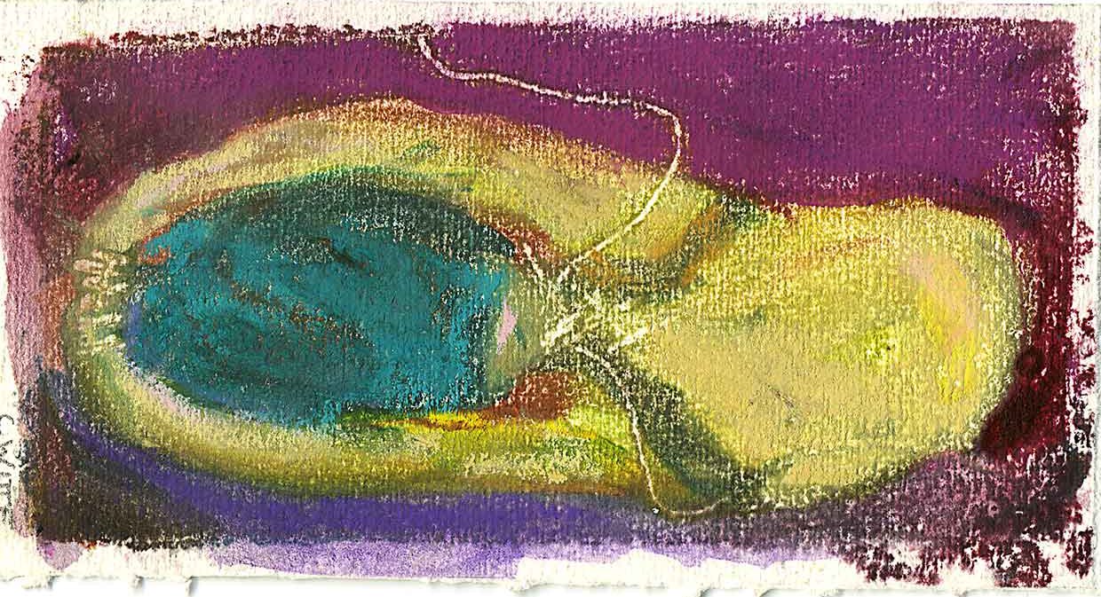 Textured oil pastel composition by Craig Witte emphasizing movement and color harmony.