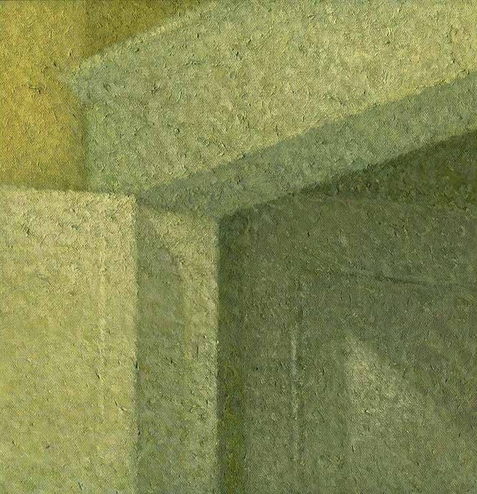 Oil painting by Craig Witte capturing golden light cascading across a quiet interior space.