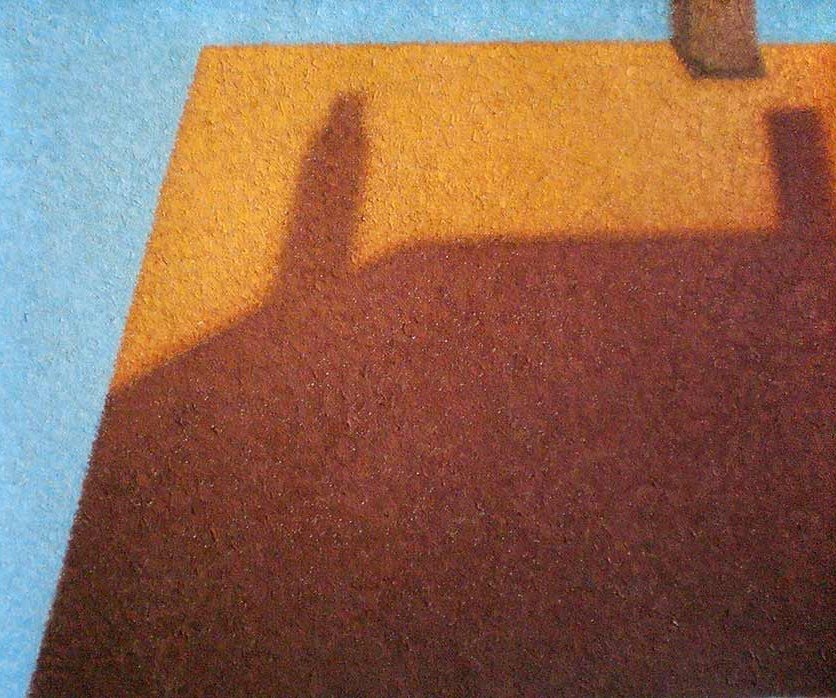Expressive brushwork by Craig Witte depicting shadow play in a minimalist room.