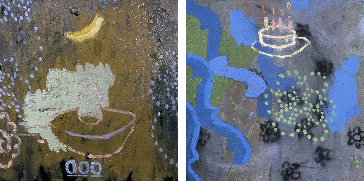 Craig Witte mixed media painting with expressive brushwork and unconventional canvas size.
