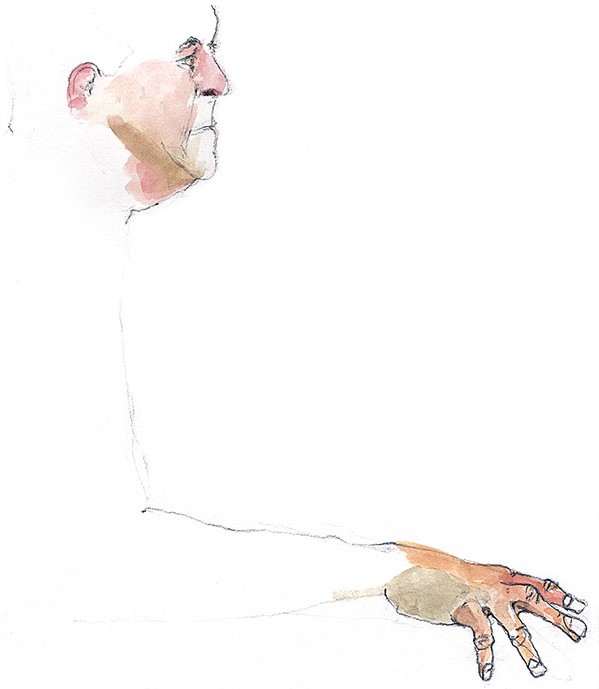 Figure painting in watercolor by Craig Witte with emotive contour and soft gradients.