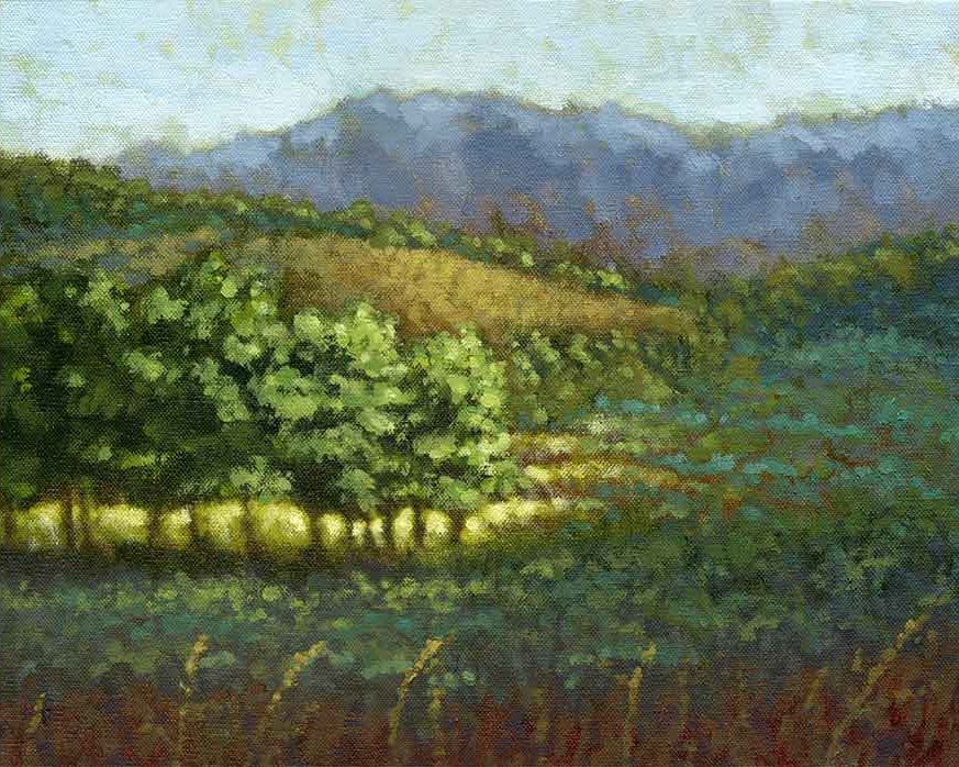 Craig Witte’s stylized view of a mountain range under dramatic skies