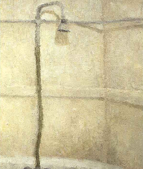 Craig Witte painting featuring a serene interplay of muted tones and architectural shadows.