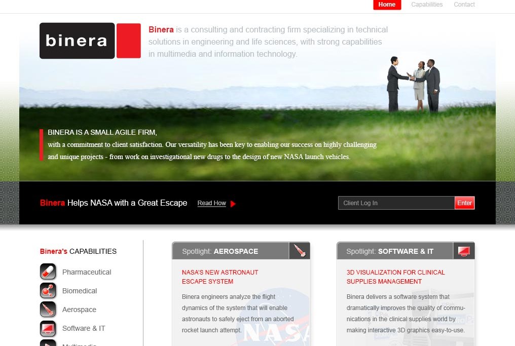 Binera, website design by Craig Witte, 1 of 2
