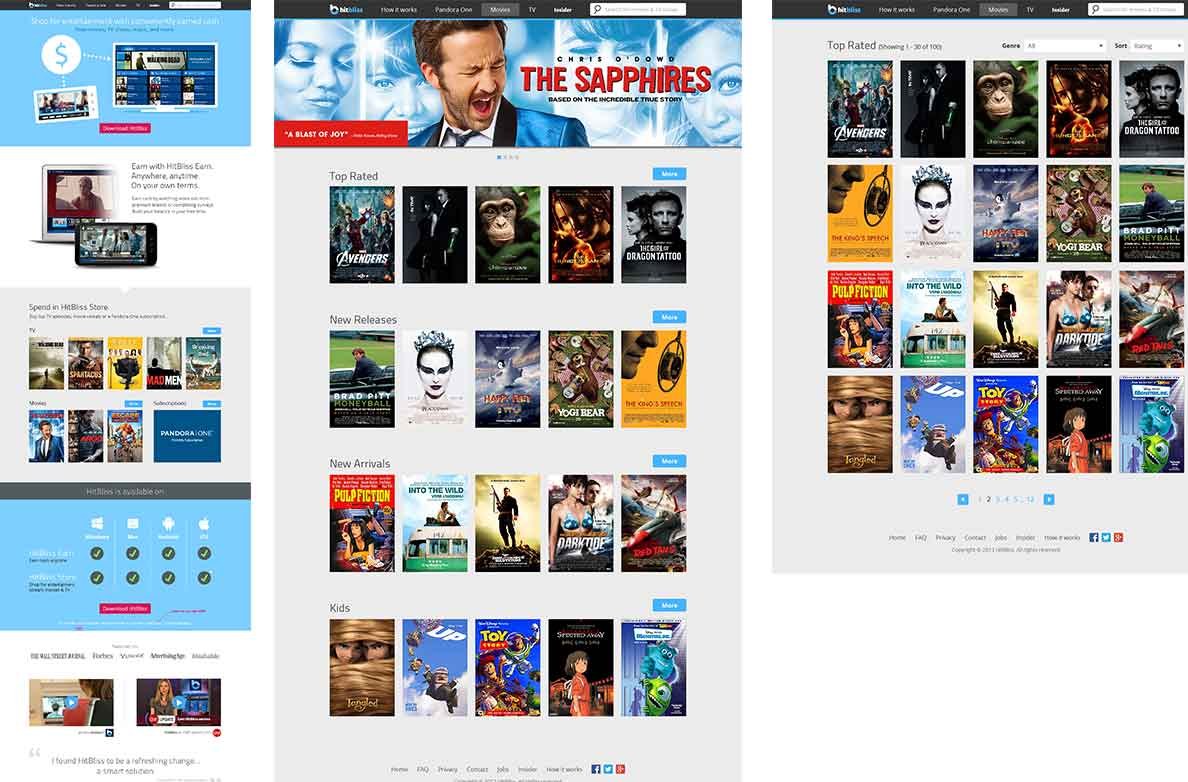 HitBliss: Home (website design by Craig Witte): Showing the complete design without breaks.