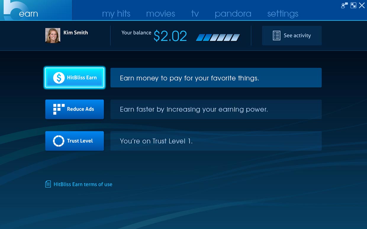 HitBliss Earn on Desktop, desktop app design by Craig Witte, 12 of 12
