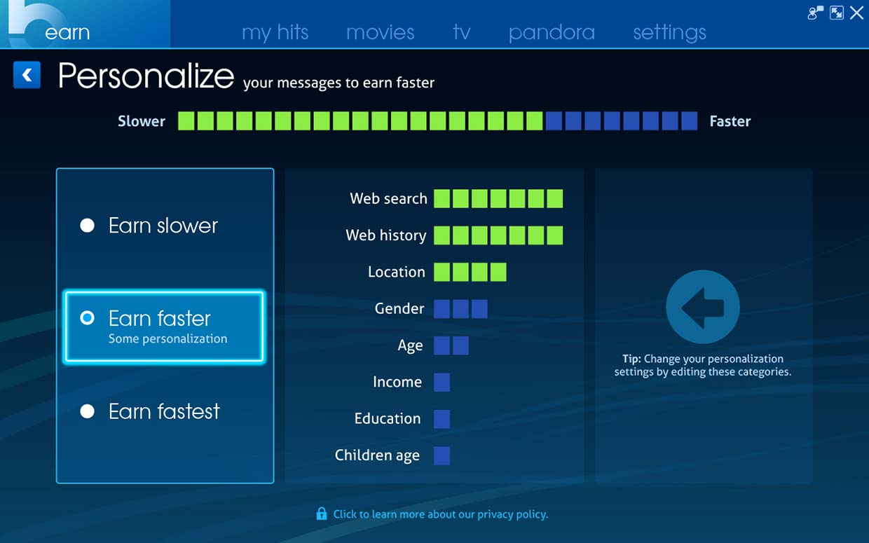 HitBliss: Personalize, desktop app design by Craig Witte, 1 of 4