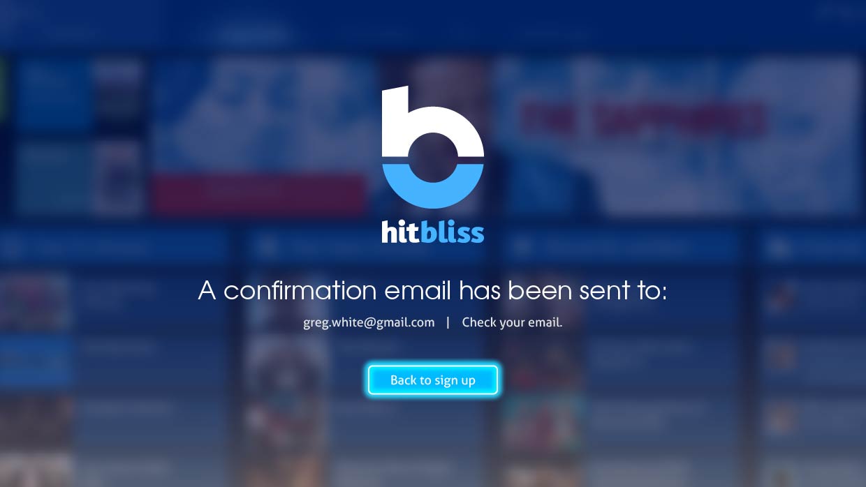 HitBliss: Sign Up, desktop app design by Craig Witte, 3 of 4