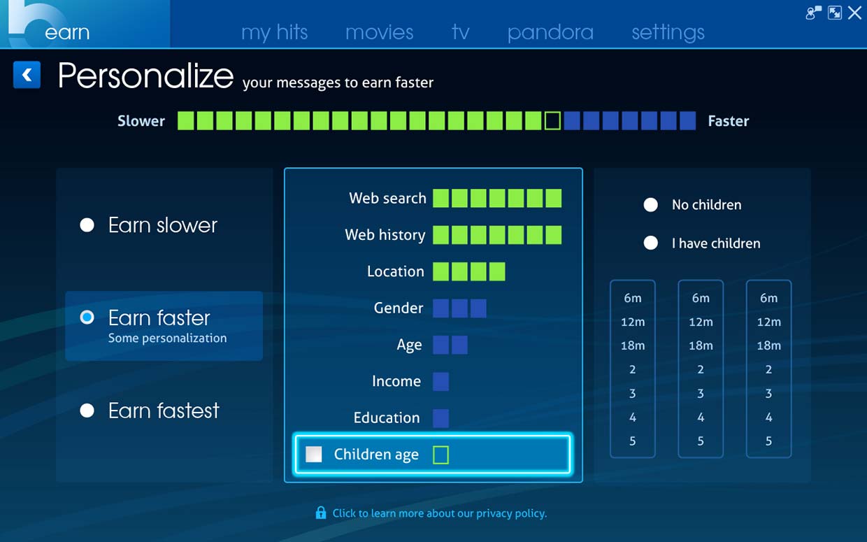 HitBliss: Personalize, desktop app design by Craig Witte, 2 of 4