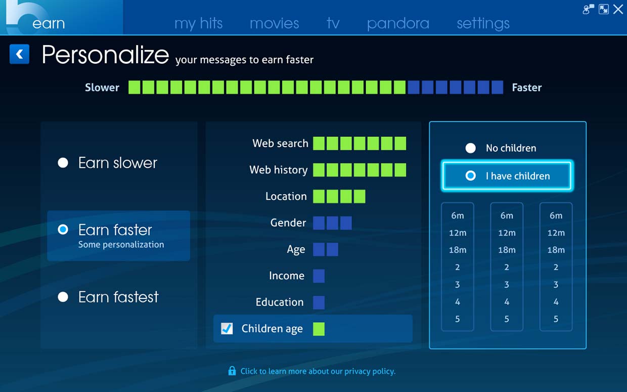 HitBliss: Personalize, desktop app design by Craig Witte, 3 of 4
