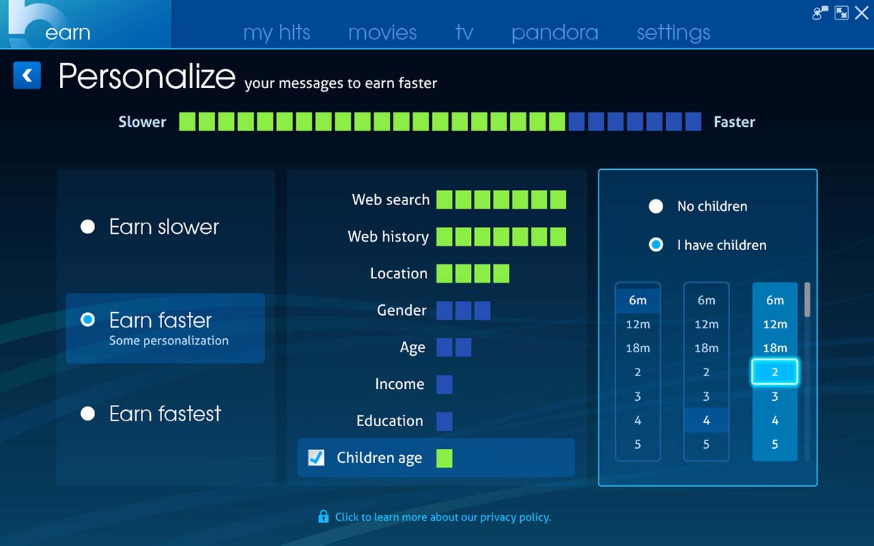 HitBliss: Personalize, desktop app design by Craig Witte, 4 of 4