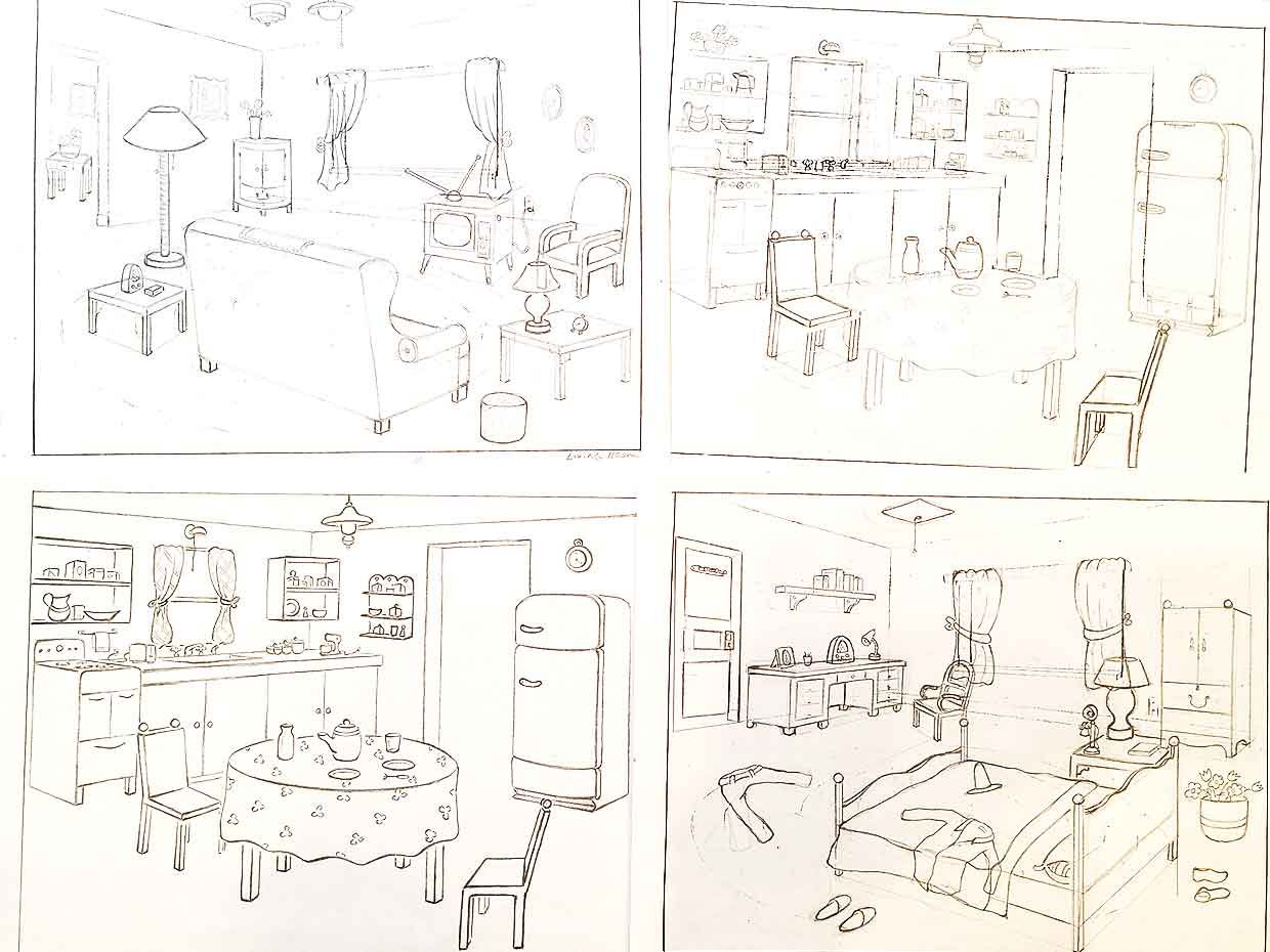 Sketches Craig Witte did for a Curious George game after the books