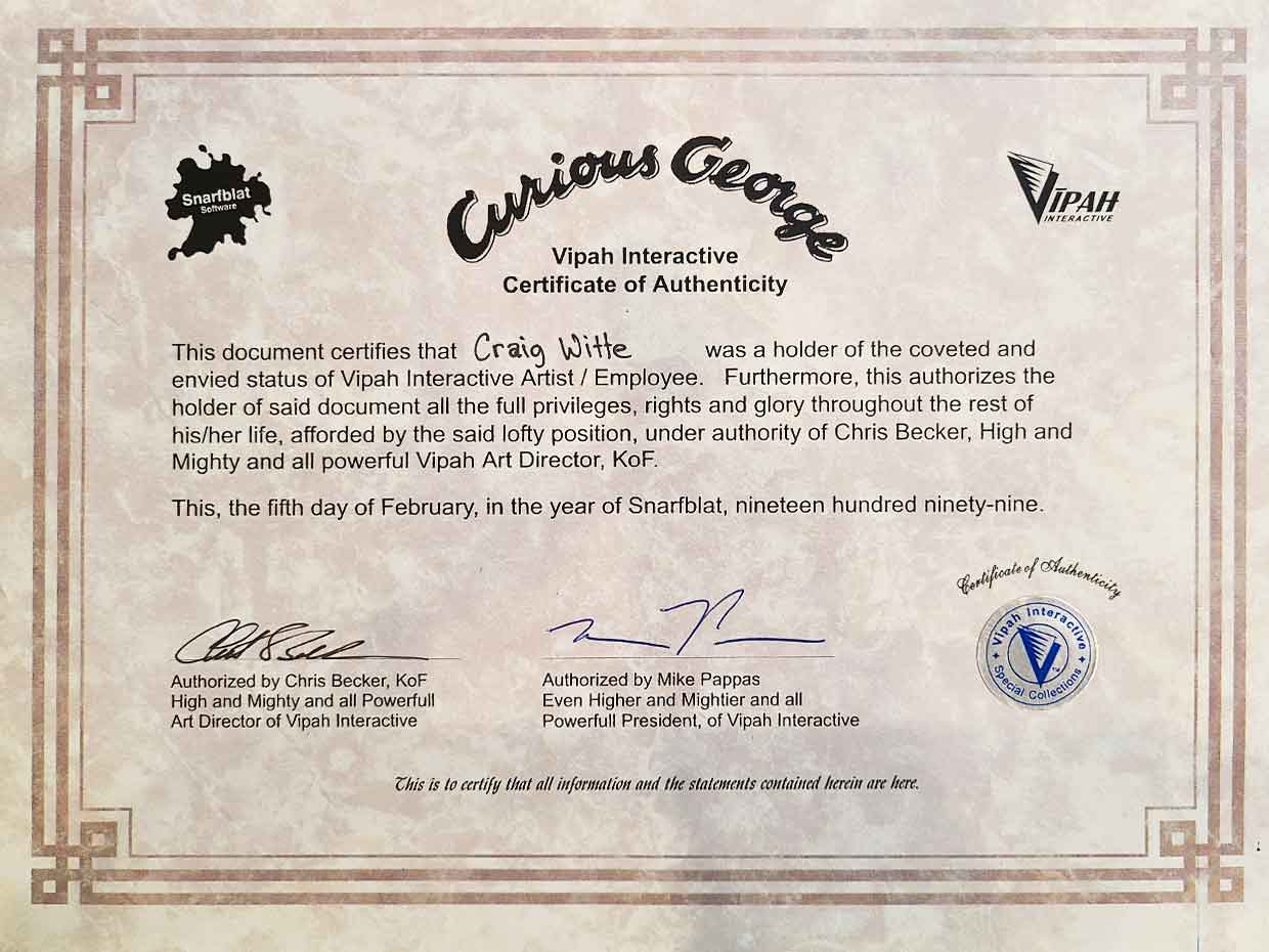 Craig Witte's Curious George gift from the art director