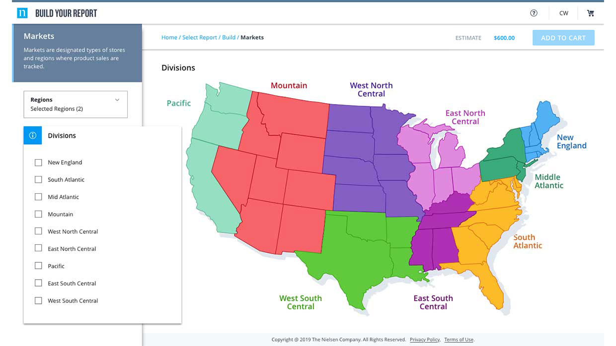 Report Building V1, web app UX design by Craig Witte, 2 of 7