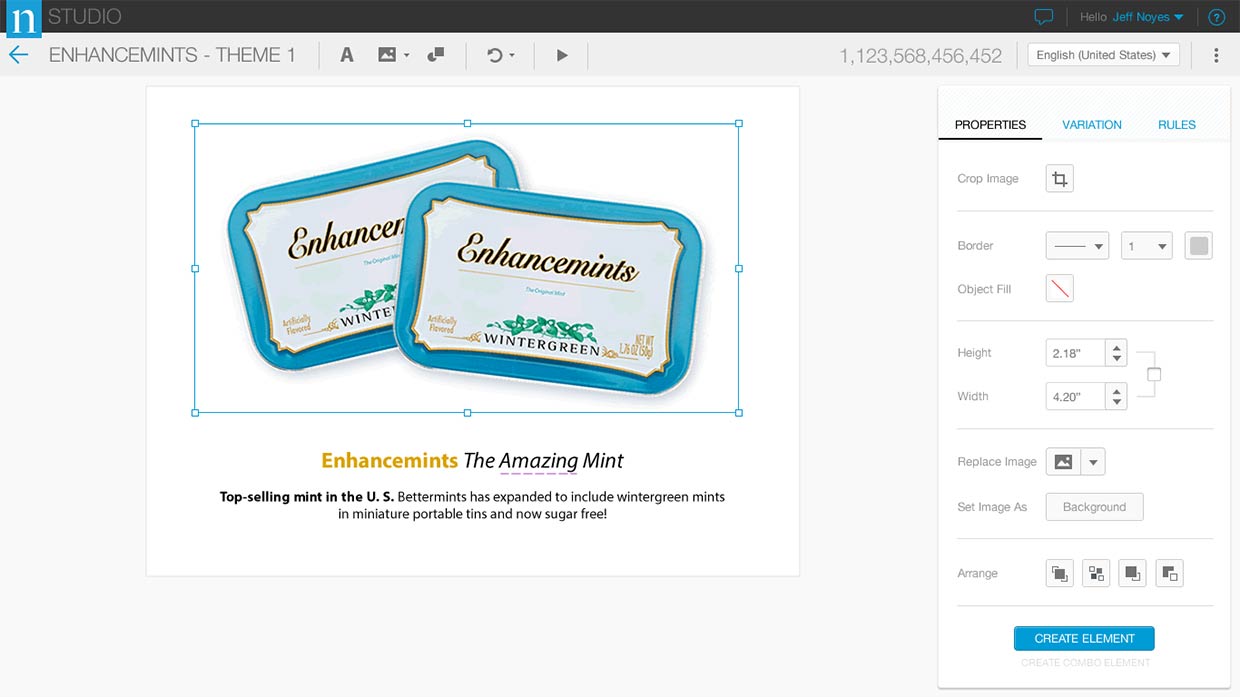 Concept Design Editor, web app UX design by Craig Witte, 2 of 7