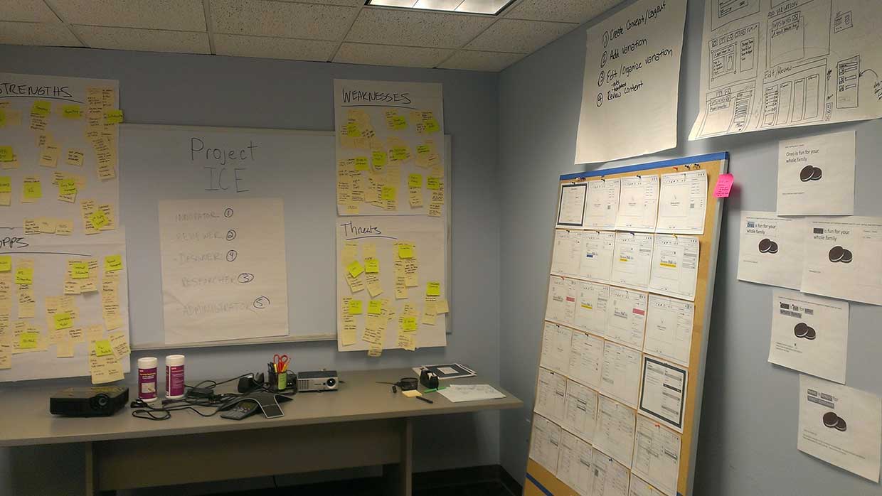 Concept Design Editor (web app UX design by Craig Witte): Photos from the war room for this project, lots of UX strategy, discovery, and research before work began on…