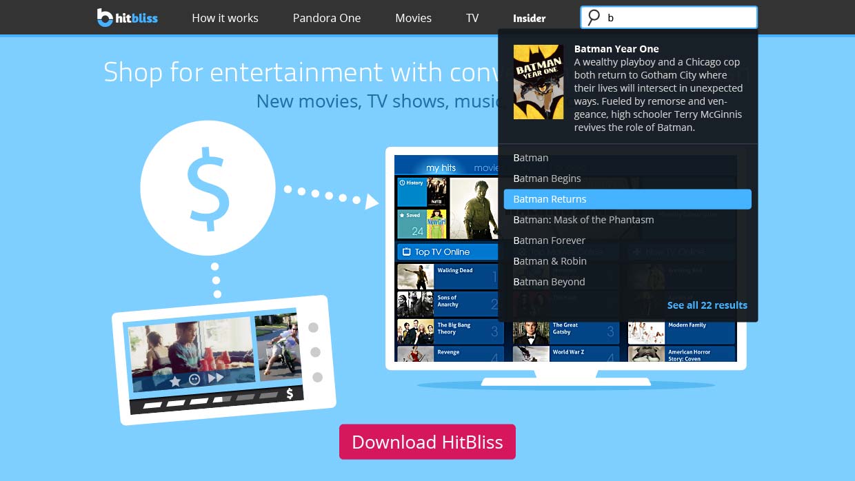 HitBliss: Inside Pages, website design by Craig Witte, 4 of 6